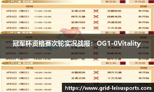 冠军杯资格赛次轮实况战报：OG1-0Vitality